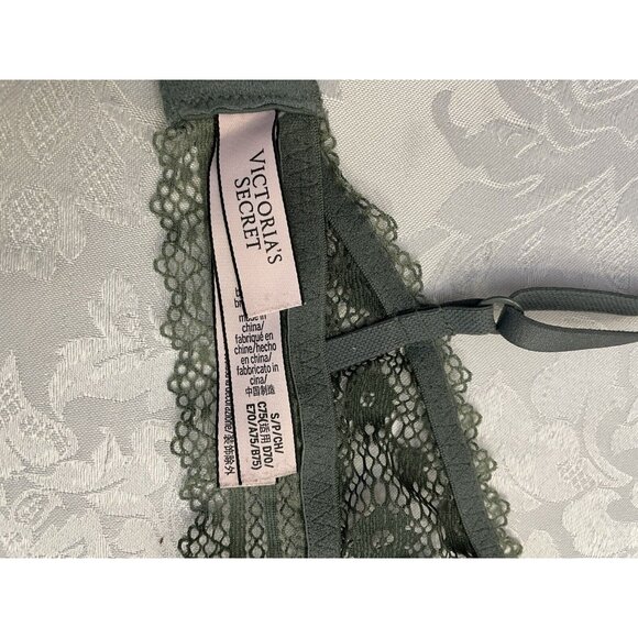 Victorias Secret size small green lace floral sheer bralette bra wire free sleep - Picture 8 of 9